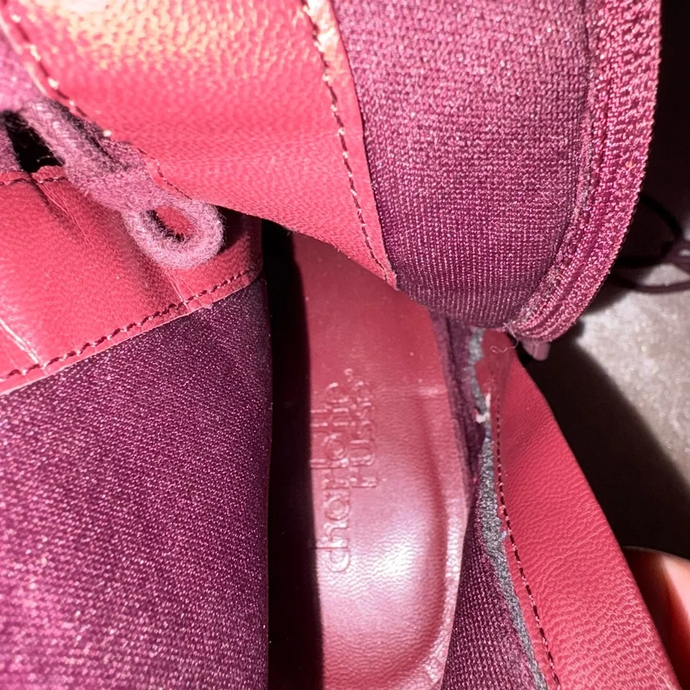 Charlotte Russe Burgundy Lace-Up Over-the-Knee Peep-Toe Boots